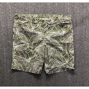 Coral Bay Hawaiian Bermuda Shorts Womens Size 18 Green White High Rise Tropical